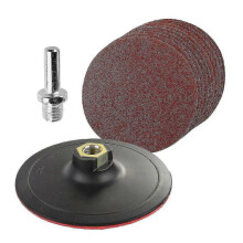 2025 125mm 10-Piece Round Sanding Discs Set with Padded Drilled Adapter for Gravel Shackle Sanding Pads