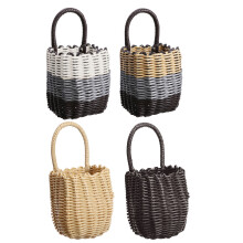 (Beige) Bicycle Basket Rattan Bike Front Basket Carrying Shopping Stuff Pets Fruits Storage Case For Cycling