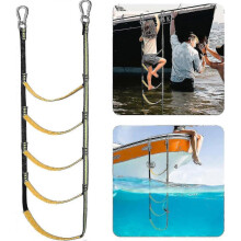(3 Step, Red) Boat Rope Ladder, Portable Boat Rope Ladder Extension Fishing Rope Ladder For Inflatable Boat, Kayak Tw