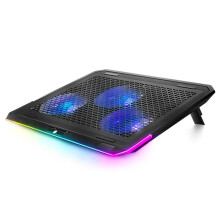 Laptop Cooling Pad Laptop Radiator Cooler Stand with 3 Cooling Fans 2 USB Ports Adjustable Height RGB Touch Control Q8 for 14-17 inches Laptop