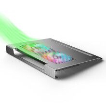 (Grey) Laptop Cooling Pads Aluminum Alloy Laptop Stand with RGB, Brightness and Fan Control For Up to 17.3 inches Laptop