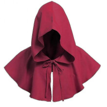 (Wine Red) Medieval Cowl Hat Men Halloween Cosplay Hooded Cape Tw