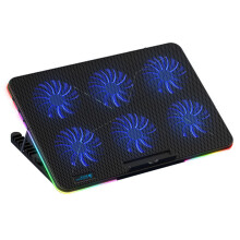(colorful version) Laptop Cooling Pads with RGB Lighting 6 Fans Mobile Phone Holder for Up to 17 inches Laptop