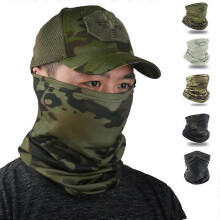 (black) Multicam Bandanas Tactical Neck Gaiter Cover Tube Face Mask Camouflage Paintball Airsoft Military Mask Hunting Hiking Scarf Tw