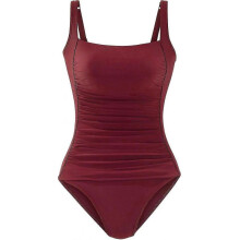 (XL, Wine Red) Women's Vintage Padded Push Up One Piece Swimsuits Tummy Control Bathing Suits Swimwear Tw