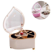 (White) Musical Jewelry Box For Girls With Ballerina Theme Shaped Rotating