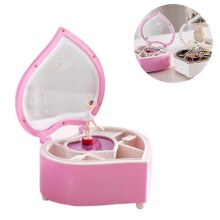 (Pink) Musical Jewelry Box For Girls With Ballerina Theme Shaped Rotating
