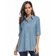 (blueXXL) Women's Upf 50 Long Sleeve Sun Protection Shirts Quick Dry Outdoor Fishing Hiking Travel Shirt