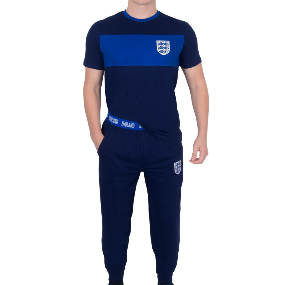 The England Football Association (Navy England Pyjamas - Official Football Gift For Adults Premium Loungewear Set Men's Blue Medium