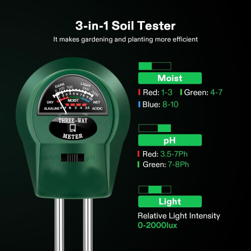 2er-Pack Pflanzen-Feuchtigkeits-Licht-PH-Tester Bodentester 1
