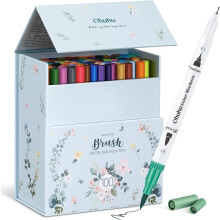 Dual Brush Pen Set, 100 Farben Brush Pens Set, Marker Set Brush Pen Wasserbasiert Doppelfaserstifte Handlettering Stifte