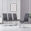(GREY-PU) 4X Faux Leather Dining Chairs Set Padded Seat 2