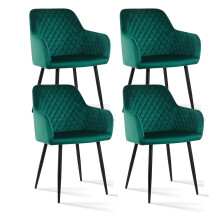 (GREEN-Velvet, 4pcs) Dining Chair w/Metal Leg for Kitchen Home Office