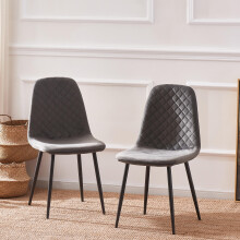 (GREY-Velvet, 2pcs) Dining Chairs Set w/Padded Seat Metal Leg Kitchen