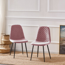 (ROSE-Velvet, 2pcs) Dining Chairs Set w/Padded Seat Metal Leg Kitchen