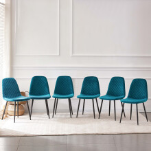 (DARK TEAL-Velvet, 6pcs) Dining Chairs Set w/Padded Seat Metal Leg Kitchen