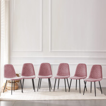 (ROSE-Velvet, 6pcs) Dining Chairs Set w/Padded Seat Metal Leg Kitchen