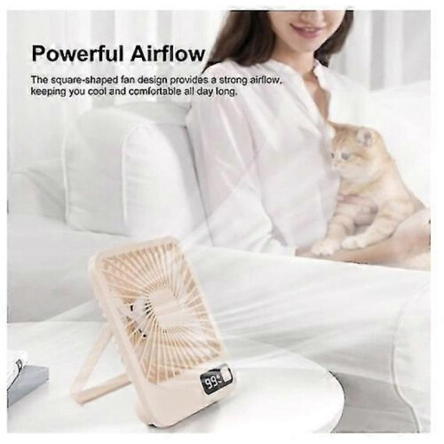 (white) Desk Portable 5 Wind Speeds Adjustable Electric Cooling Fan Tw