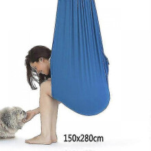 (blue) Kids Cotton Swing Hammock For Autism Adhd Add Therapy Cuddle Up Sensory Child Therapy Elastic Parcel Steady Seat Swing Chairtoy TW
