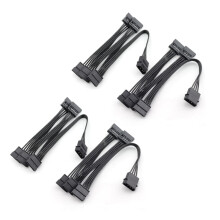 2PCS molex 4Pin IDE to 5 15Pin Hard Drive Power Splitter Cable