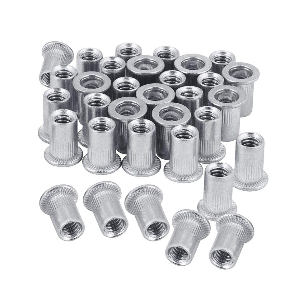 Flat Head Rivnut Threaded Insert Nut Knurled Body Vertical Rivets 4852447508108