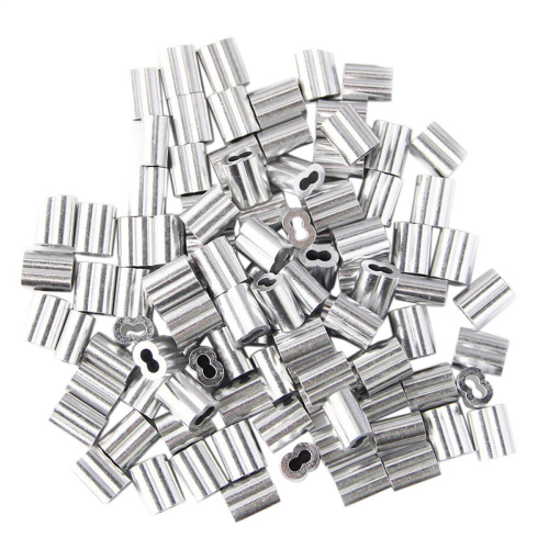 100x Aluminum Crimping Loop Sleeve for 3mm Diameter Wire Rope Cable 2
