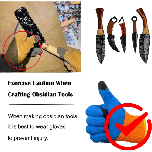 Knapping Tools Kit Obsidian Crafting Tool, Crystal Stone Age Toolkit 2