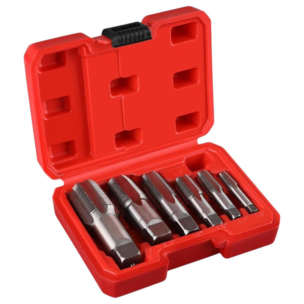 6-Piece Npt Pipe Tap Set, Carbon Steel Taper Set 4852447521756