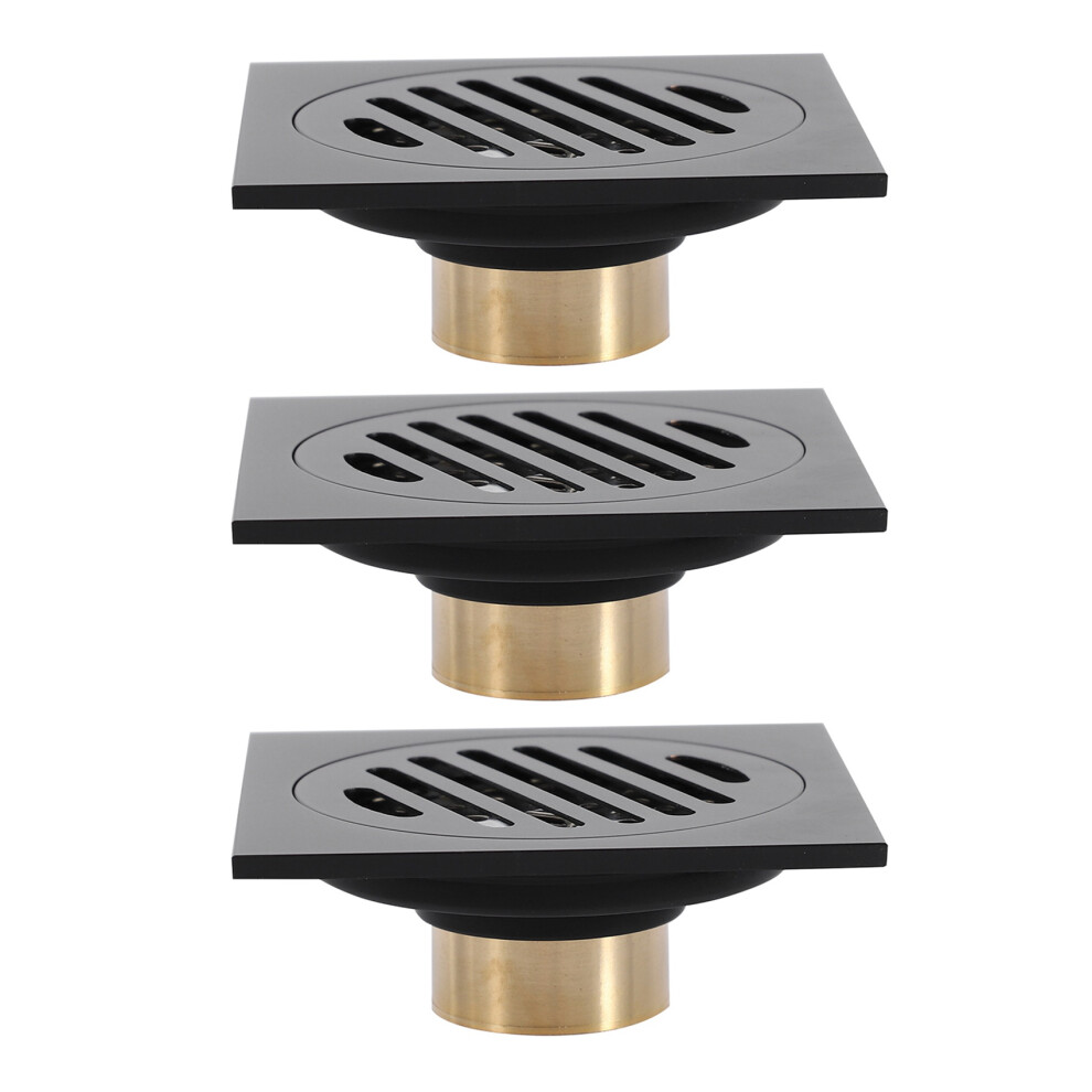 4 Inch Square Shower Drain With Removable Cover Grate Matte Black 4852447531885
