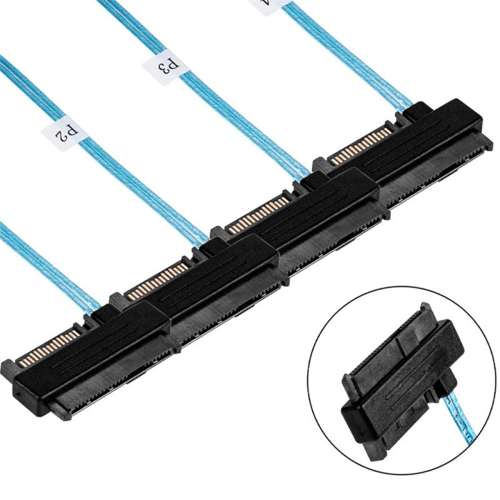 Mini Sas Sff-8087 to 4 Sff-8482 Server Hard Drive Data Cable 0.5m 2