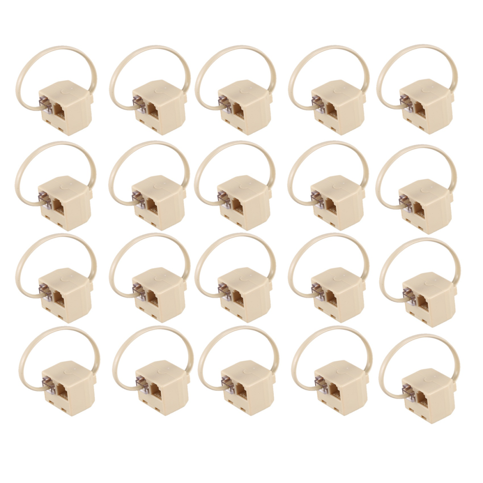 Rj11 6P4c 2 Way Outlet Telephone Jack Line Splitter Adapter Beige 4852447545547