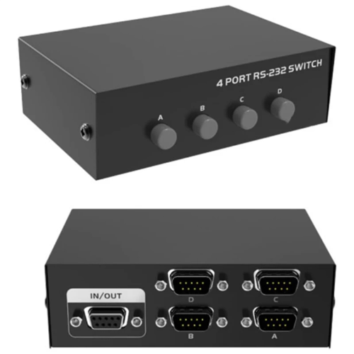 RS232 Switch 4 in 1 Out Serial DB9 Pin Switcher 4x1 for PC 2