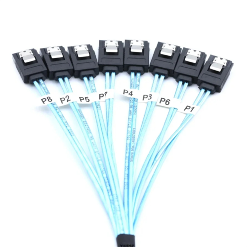 8 Pcs Cable Set PC Cabl SAS 7Pin 6Gbps Data 2