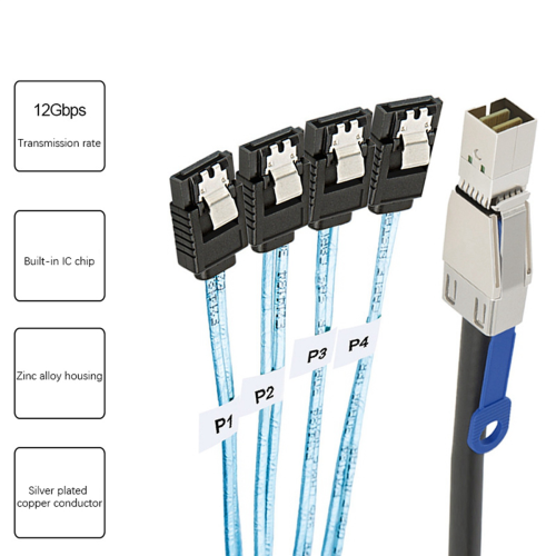 Mini SAS HD SFF-8644 to 4 x 7Pin Hard Disk Cable 12Gbps Server 2