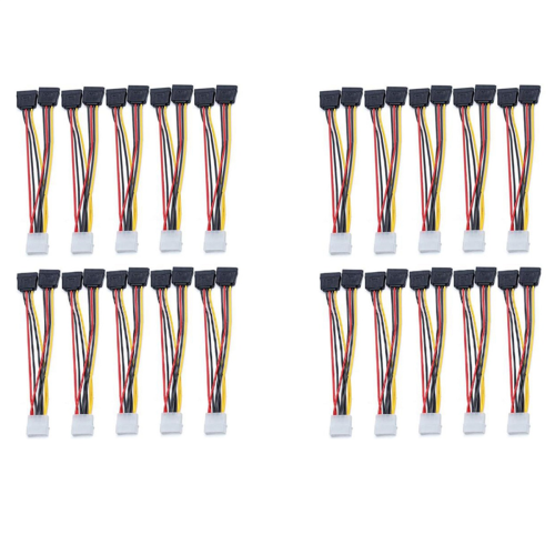 10Pcs Laptop Adapter 4Pin Molex to 2 Serial Power Supply Cable