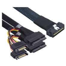 PCI-E Slimline SAS SFF-8654 8i to Dual SFF-8639 U.2 NVME SSD Cable 1M
