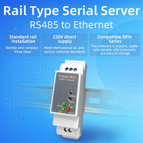 DIN-Rail Serial Port RS485 to Ethernet Converter Server 2