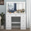 White Dressing Table With Large LED Mirror 7 Drawers Large Vanity Desk 2