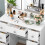 White Dressing Table With Large LED Mirror 7 Drawers Large Vanity Desk 6