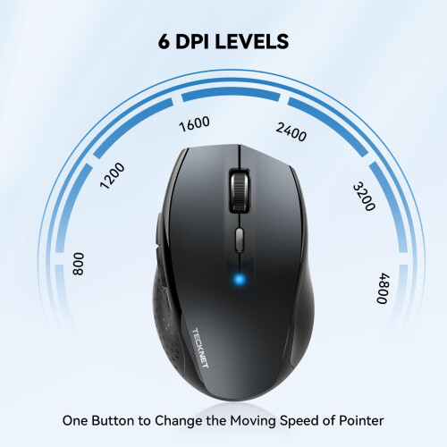 TeckNet TECKNET Bluetooth Mouse, 4800 DPI Wireless Mouse, Cordless Mice Ergonomic Portable Mouse for Laptop, Computer Mouse with 6 Adjustable DPI, PC Mouse 1