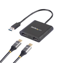 StarTech.com USB 3.0 to Dual HDMI Adapter - 1x 4K 30Hz & 1x 1080p - External Video & Graphics Card - USB Type-A to HDMI Dual Monitor Display Adapter -