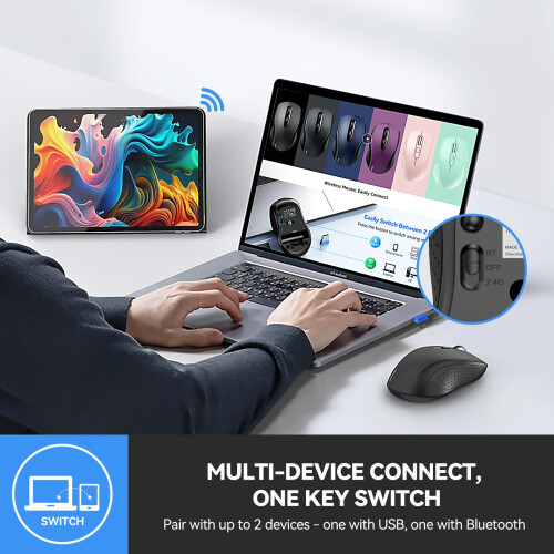 TeckNet TECKNET Bluetooth Mouse, 4000DPI Wireless Mouse Computer Mice Bluetooth 5.0/3.0 and 2.4GHz Connectivity Mouse with 6 Adjustable DPI,18 Months Long 1