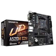 Gigabyte A520M S2H Motherboard - Supports AMD Ryzen 5000 Series AM4 CPUs, 4+3 Phases Pure Digital VRM, up to 5100MHz DDR4 (OC), PCIe 3.0 x4 M.2, GbE