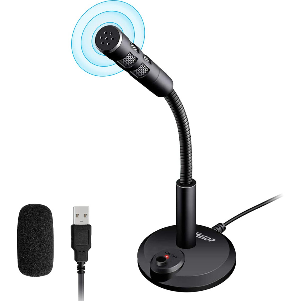Veetop Usb Microphone, Omnidirectional Usb Computer Microphone, Usb Pc Mic, Usb Condenser Mic For Conferencing, Games, Chat, Podcasting, Skype, 8000000920430
