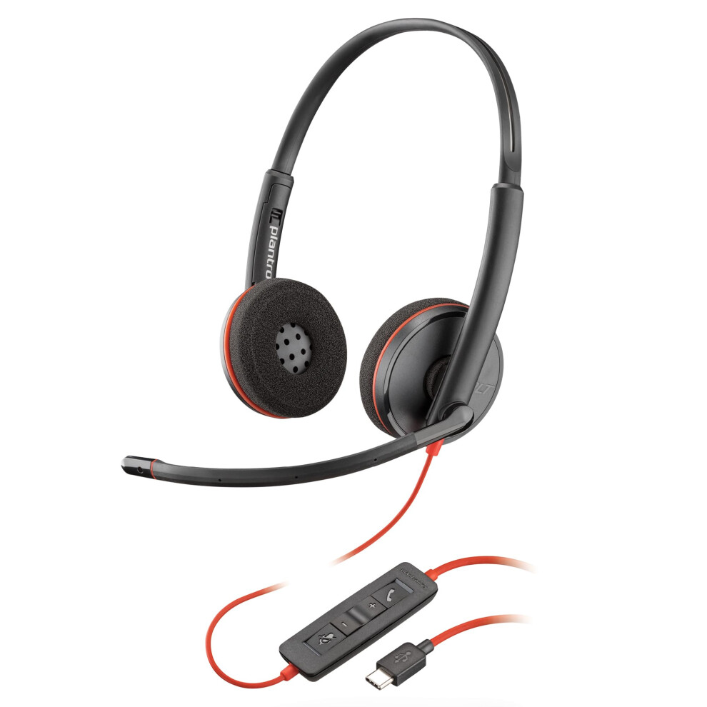 Poly Blackwire 3220 Wired Headset - Noise-Canceling Mic ? Stereo Design - Connect To Pc/Mac Via Usb-C Or Usb-A - Works W/Teams, Zoom 8000000921185
