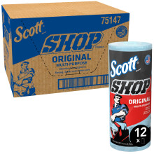 Scott Shop Towels Original 75147 - Heavy Duty Blue Towels - 12 Packs of 1 Blue Roll x 55 Disposable Paper Towels (660 Paper Towels Total)