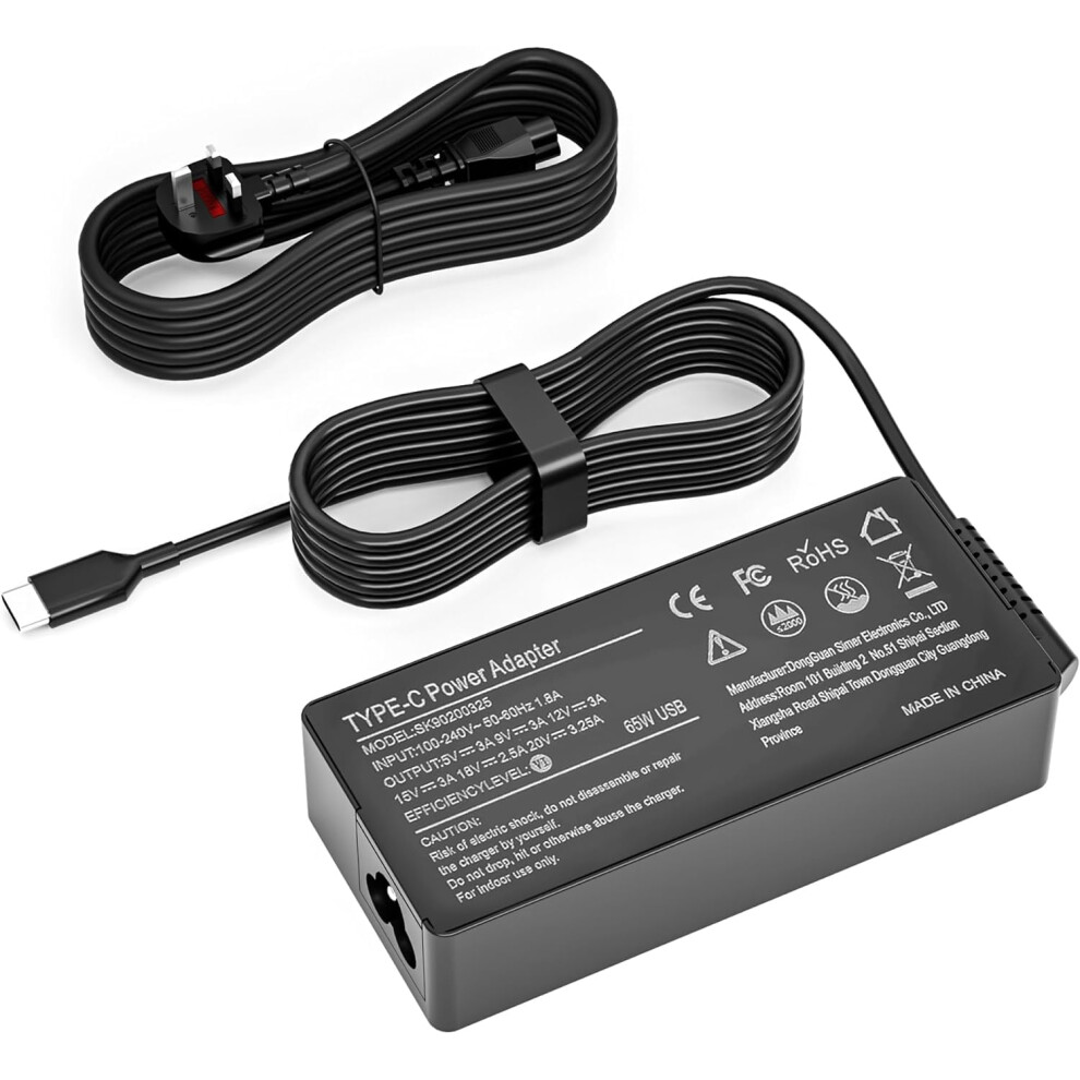 Lenovo 65W Usb C Laptop Charger For Thinkpad Yoga, Chromebook, Ideapad - Fast Charging Type C Ac Adapter 8000000918994