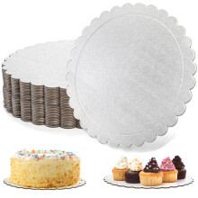 Tebery 30 Pack 10 Inch Silver Cake Boards, Reusable Cake Circles Cake Base Cardboard, Round Cake Drum Board for Parties, Weddings and Birthday Cakes,