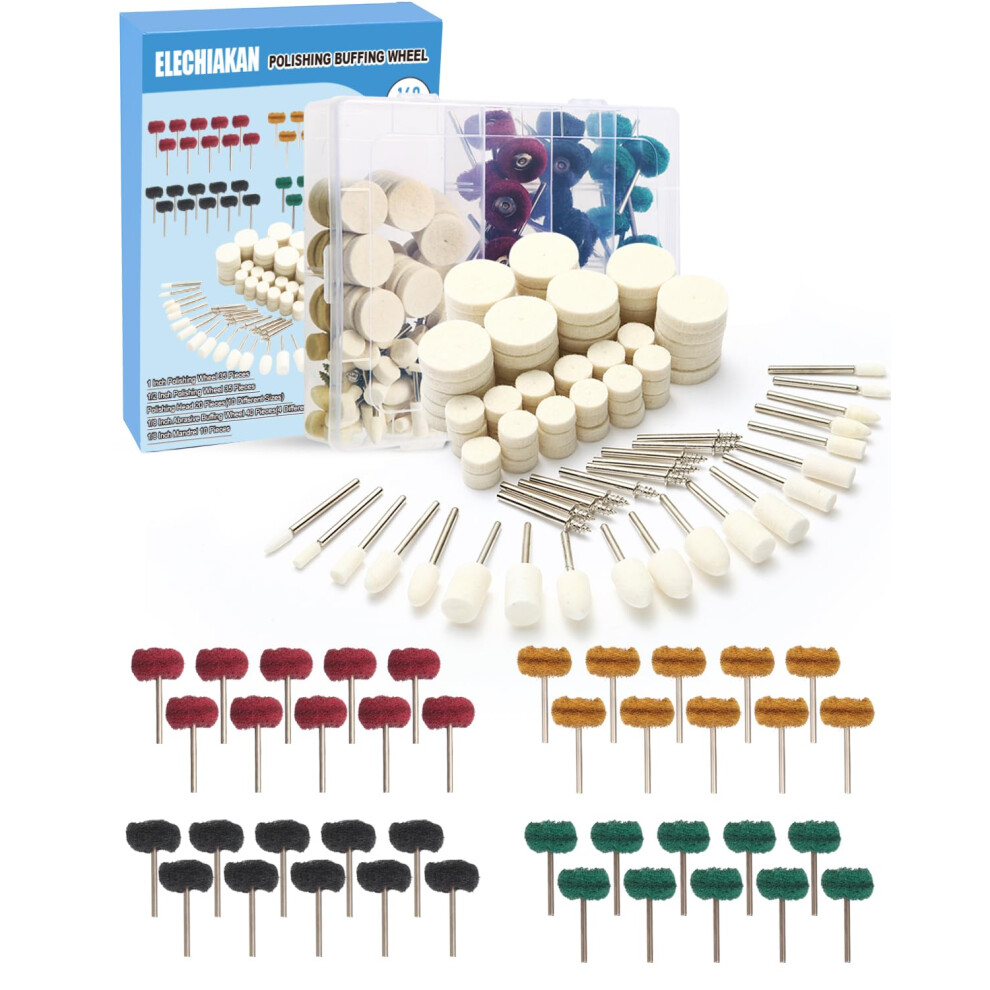 140Pcs Polishing Kit For Dremel, Buffing Wheels For Rotary Tool Accessories, Metal Polishing Kit With 3Mm Shank, Abrasive Wool Felt Polishing Wheels 8000000923806