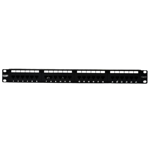 Evoges 24 Ports UTP CAT6 1U Patch Panel, Rack Mountable, Ethernet Network Patch Panel for Cable Management, Durable and Easy Installation